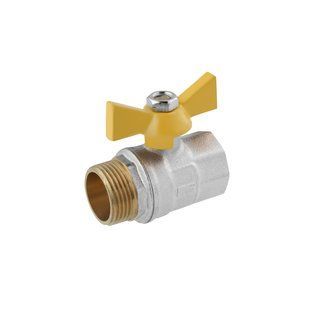 Кран кульовий STA 3/4" ВЗ PN30 жовтий метелик, нікельований фото