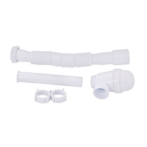 Сифон для раковини без випуску 1 1/4" з гофрою 40х40/50 мм (350-770 мм) Lidz LU04 фото