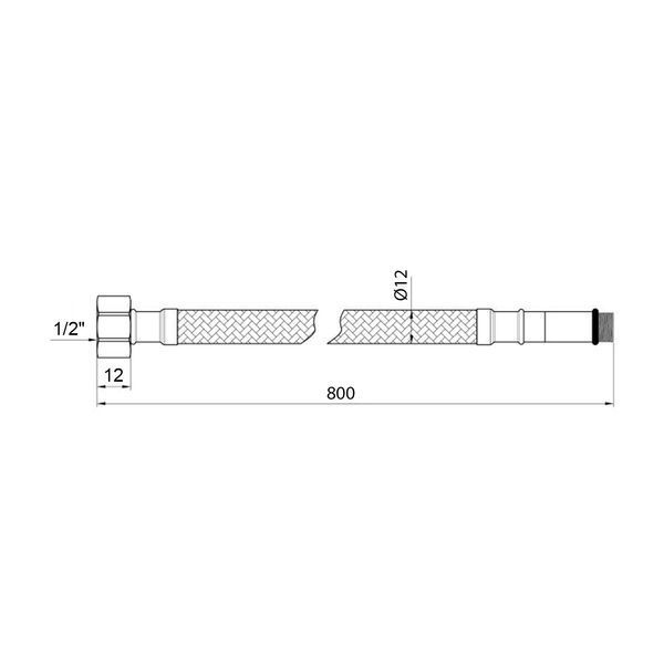 Гибкая подводка для подключения смесителя Kroner KRM 1/2"хМ10 ВН 80 см в нейлоновой оплетке покрытой ПВХ (пара) фото