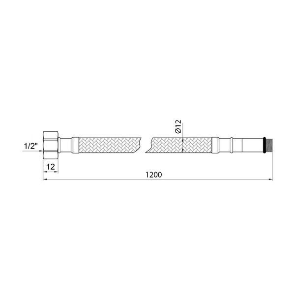 Гнучка підводка для підключення змішувача Kroner KRP 1/2"хМ10 ВЗ 120 см в обплетенні з нержавіючої сталі (пара) фото