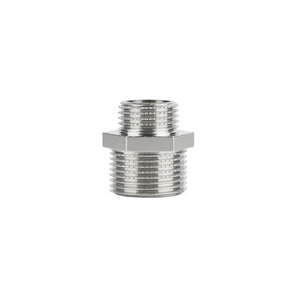 Ниппель редукционный латунный 1/2"х3/4" НН никель Icma №1211 фото