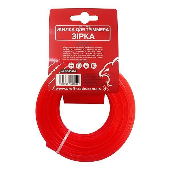 Леска для триммера 2.4 мм х 15 м звезда Red Cut 35-15024 фото