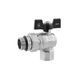 Кран-американка кульовий кутовий Kroner 3/4" ВЗ PN40 метелик, нікельований фото 1