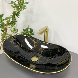 Умивальник (раковина) VBI TURIN MARBLE BLACK накладний фото
