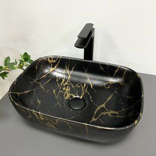 Умивальник (раковина) VBI RAVENNA MARBLE BLACK MATT накладний фото
