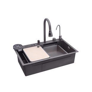 Кухонна мийка Kroner KRP Schwarze - SET7545NG PVD (3.0/0.8 мм) фото