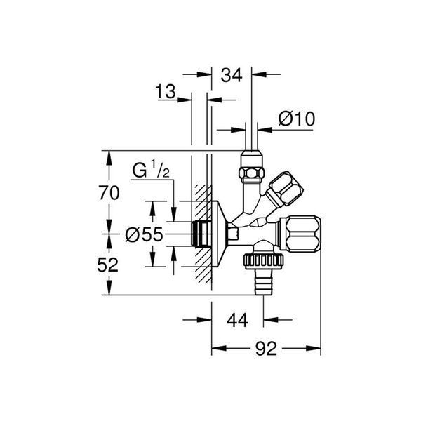 Кран приладовий Grohe 1/2"х3/8"х3/4" 22036000 фото