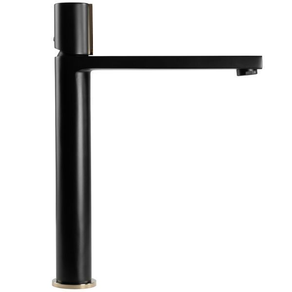 Змішувач для раковини (умивальника) REA ICON BLACK GOLD чорний високий фото
