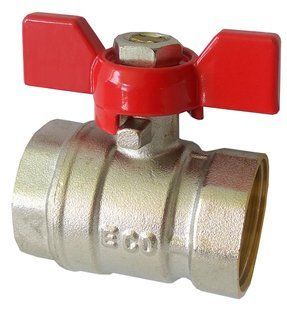 Кран шаровой 3/4" ВВ никель красная бабочка ЕСО 16/160 фото