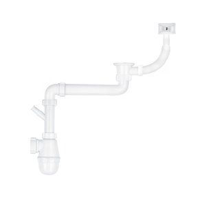 Сифон для кухонной мойки KronoPlast 1 1/2''х40 мм с резьбовым выпуском смещен с отводом для стиральной машины SM86020343 фото