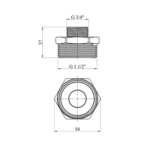 Ниппель переходной усиленный LexLine 1 1/2"х3/4" НН латунный УК0521-В фото