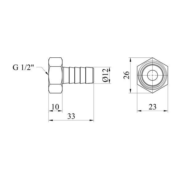 Штуцер Karro 1/2" РВ, D=12 мм нікельований KR-820 фото