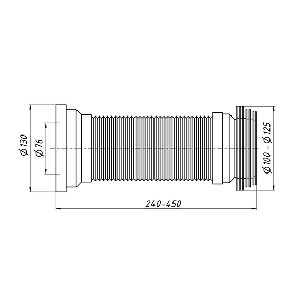 Гофра для унитаза армированная длинная 240-450 мм Lidz (WHI) 60 01 G001 01 фото