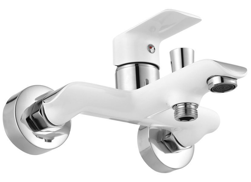 Смеситель для ванны REA BLOOM WHITE CHROME белый/хром настенный с изливом фото
