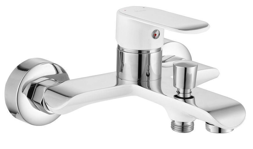 Смеситель для ванны REA BLOOM WHITE CHROME белый/хром настенный с изливом фото