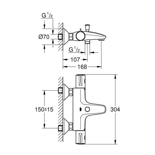 Смеситель термостатический для ванны Grohe Grohtherm 800 34567000 фото