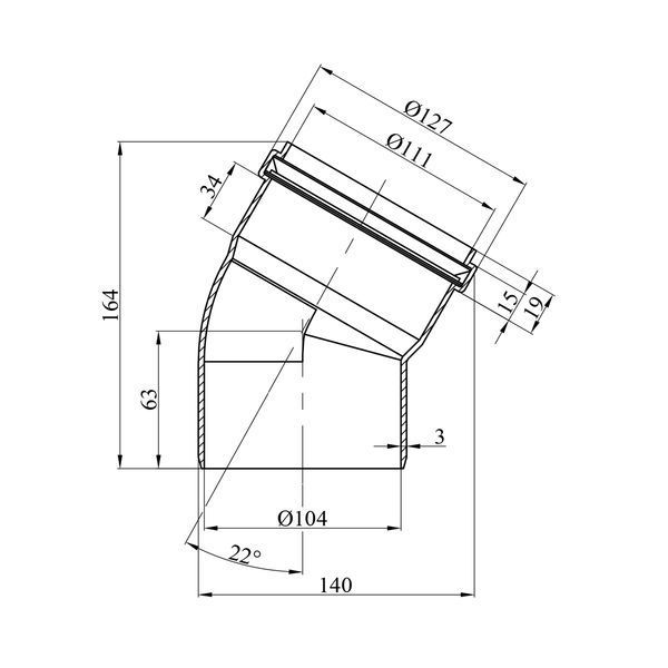 Коліно для зовнішньої каналізації Rozma 110х22&deg; фото