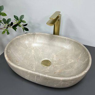 Умивальник (раковина) VBI MODENA S BEIGE STONE накладний фото