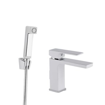 Змішувач для раковини Qtap Gemini (з гігієнічним душем) QTGEM272CRW45691 Chrome/White 45691сп фото