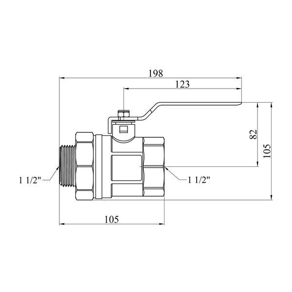 Кран-американка STA 1 1/2" ВЗ PN25 ручка, латунний фото
