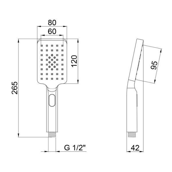 Лейка для душа прямоугольная 120х80 мм Qtap Rucni 3 режима Chrome QTRUCA121N3KCC фото