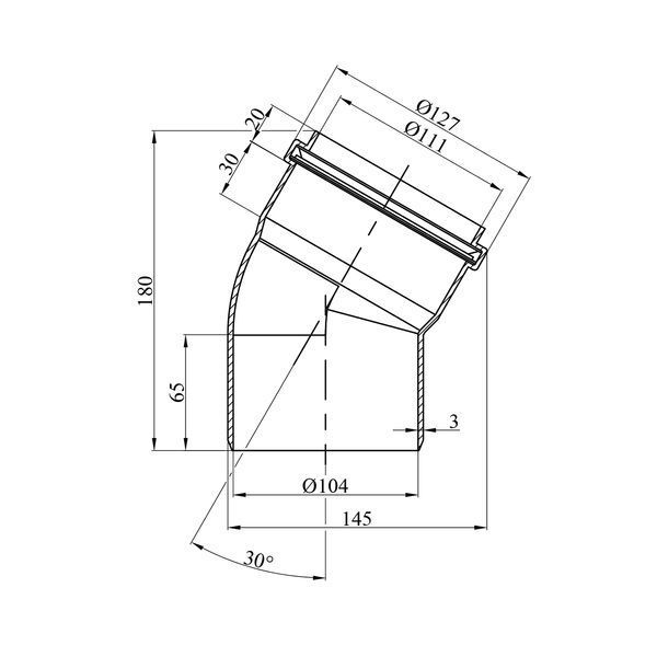 Коліно для зовнішньої каналізації Rozma 110х30&deg; фото