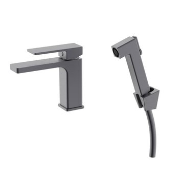 Змішувач для раковини Qtap Gemini (з гігієнічним душем) QTGEM272GMB45692 Gunmetal Black PVD 45692сп фото