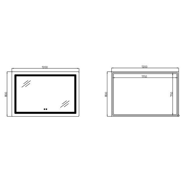Дзеркало Lidz Kubis (KU2) 1200х800 з LED-підсвічуванням Touch, з антизапотіванням, з димером, рег. яскравості LDKUB120080049007 фото