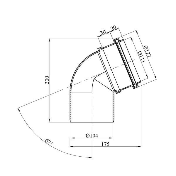 Коліно для зовнішньої каналізації Rozma 110х67&deg; фото