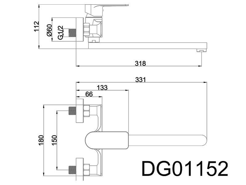 Смеситель для кухни (со стены), латунь белый AIM DG01152 frosted white фото