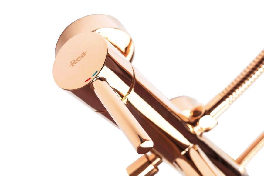 Змішувач для ванни та душу REA LUNGO ROSE GOLD рожеве золото настінний фото