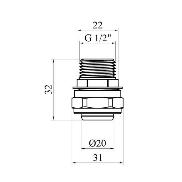 Муфта металлопластиковая STA (DN) 20х1/2" РН никелированная фото