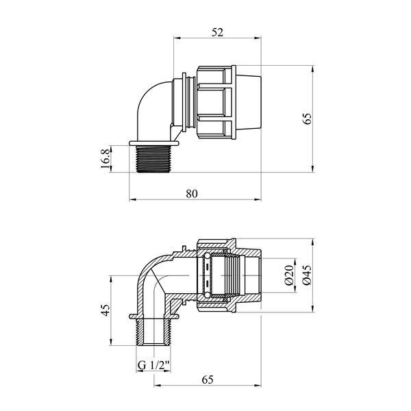 Коліно ПЕ STR 20х1/2" РЗ фото