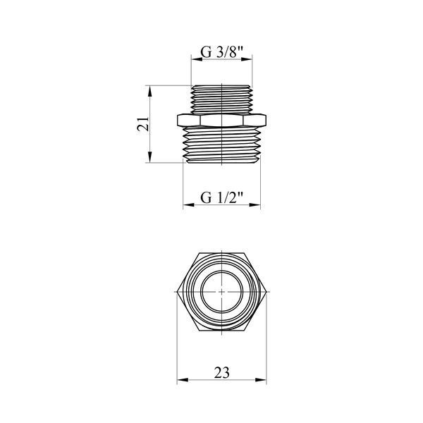 Ніпель перехідний Karro 1/2"х3/8" ЗЗ нікельований KR-3114 фото