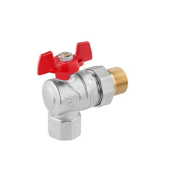 Кран-американка кульовий кутовий WaGa 3/4" PN40 метелик, нікельований фото