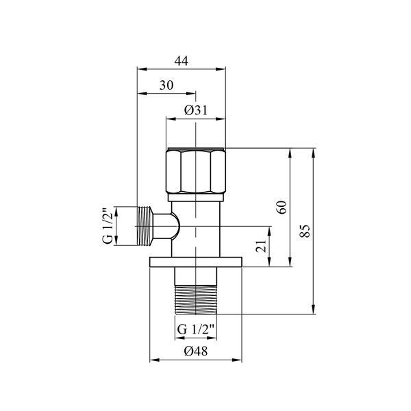 Кран приборный для подключения Karro 1/2"х1/2" НН нержавеющая сталь KR-3132S фото