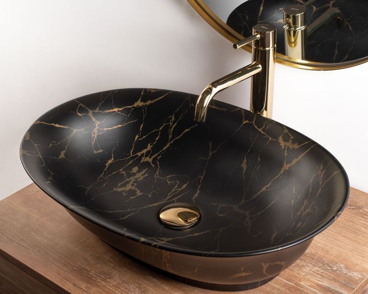 Умивальник (раковина) REA ROMA BLACK MARBLE MATТ накладний фото