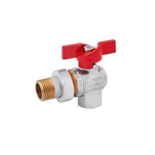 Кран-американка шаровой угловой Karro "Standart" 1/2" ВН PN40 бабочка, никелированный фото