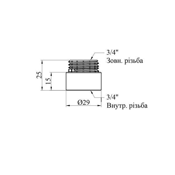 Удлинитель Karro 3/4" ВН, L=15 мм (1.5 см) хром KR-3209 фото