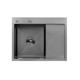 Кухонна мийка Kroner KRP Schwarze - 6350LHM PVD (3.0/1.0 мм) фото