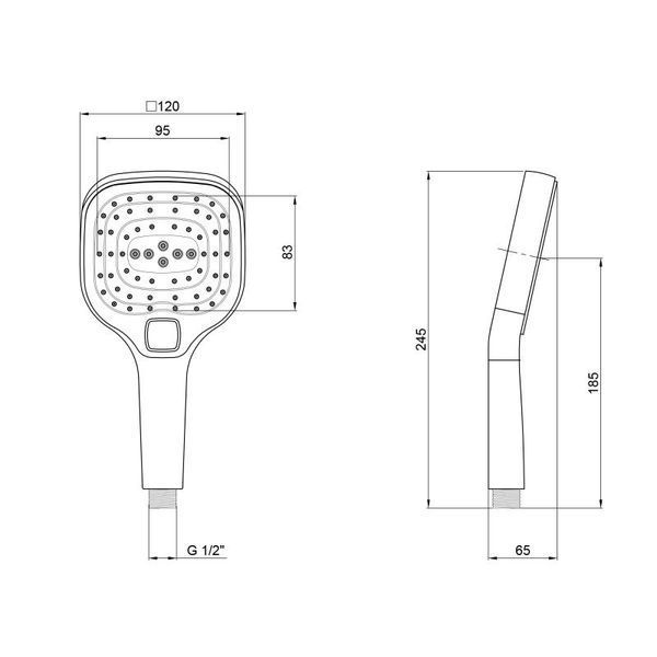 Лійка для ручного душу Qtap Rucni 120х120 мм прямокутна QTRUCA120N3KCC Chrome фото