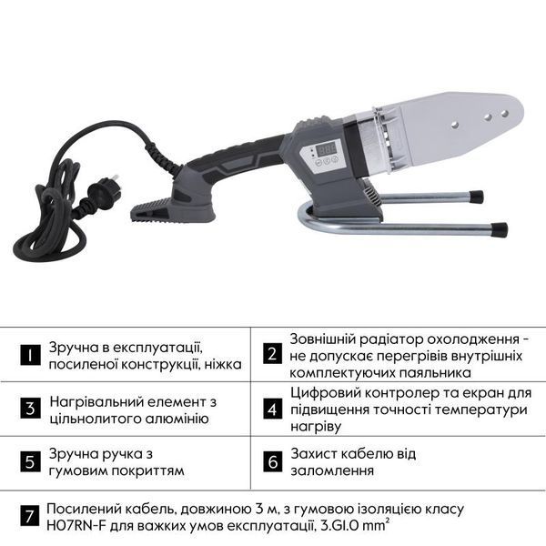 Паяльник для пластикових труб &Oslash;20-63 автоматичний з дісплеєм Thermo Alliance PRO-102 (800W) фото