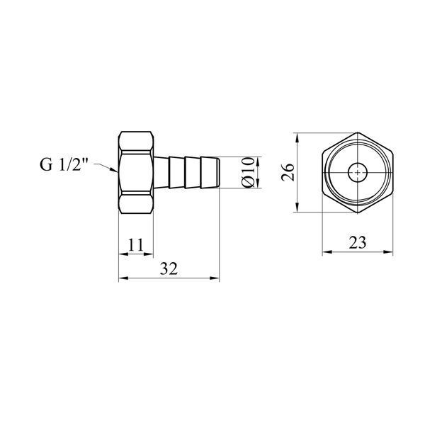 Штуцер LexLine 1/2" РВ, D=10 мм латунный УК0002-3 фото