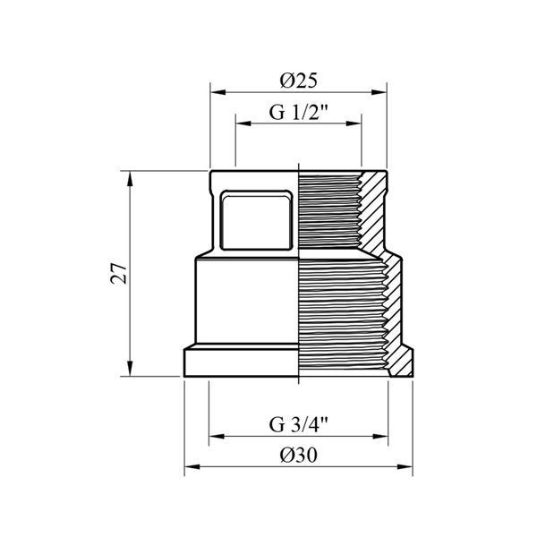 Муфта перехідна STA 3/4"х1/2" ВВ латунна фото