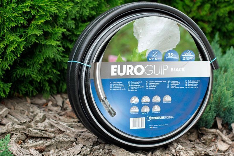 Шланг садовий Tecnotubi Euro Guip Black для поливу діаметр 1 дюйм, довжина 50 м (EGB 1 50) фото