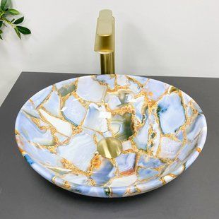 Умивальник (раковина) VBI PARMA MARBLE BLUE накладний фото