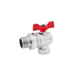 Кран-американка шаровой угловой Karro "Standart" 3/4" ВН PN40 бабочка, никелированный фото