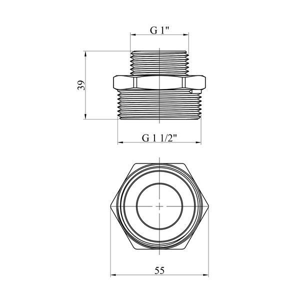 Ниппель переходной усиленный LexLine 1 1/2"х1" НН никелированный НК0509-Вн фото
