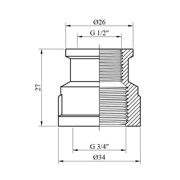Муфта переходная усиленная LexLine 3/4"х1/2" ВВ никелированная НК0311-Вн фото