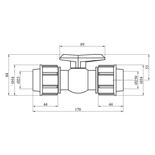 Кран кульовий ПНД 25х25 мм затискний для ПЕ труби SantehPlast фото